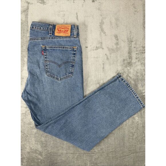Levis Red Tab 505 Regular Straight Mens 42X32 Medium Stone‎ Wash 100% Cotton - Picture 1 of 7